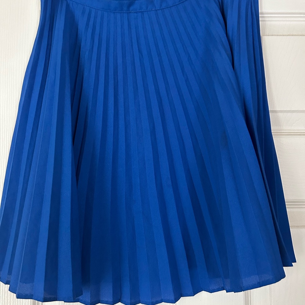 Lily White Blue Mini A-Line Pleated Skirt